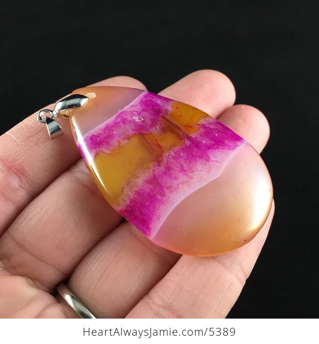 Orange and Pink Drusy Agate Stone Jewelry Pendant - #kWZRXcx7ReU-4