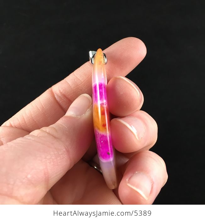 Orange and Pink Drusy Agate Stone Jewelry Pendant - #kWZRXcx7ReU-5