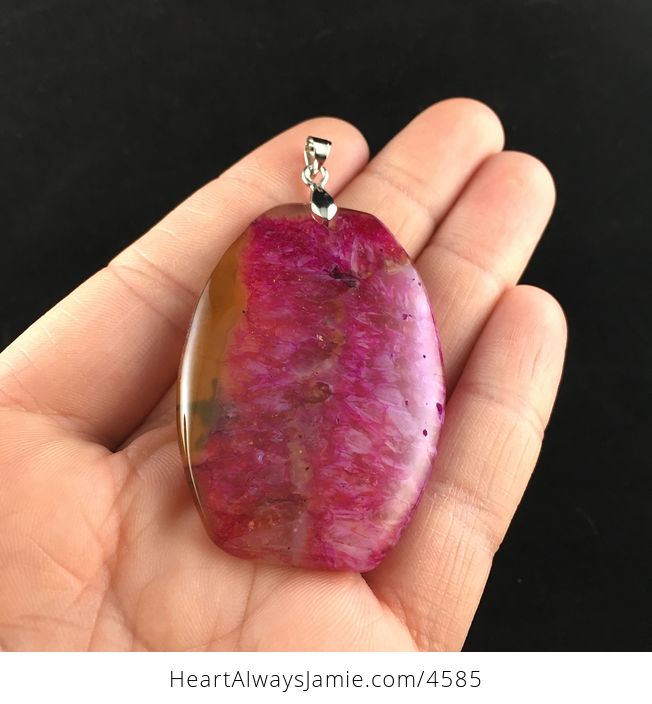 Orange and Pink Druzy Agate Stone Jewelry Pendant - #z89SRFOtLiA-2