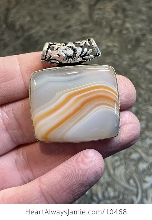 Orange and White Sardonyx Crystal Stone Pendant Charm - #WjfPPlQeOPE-1