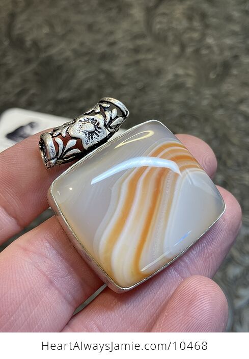 Orange and White Sardonyx Crystal Stone Pendant Charm - #WjfPPlQeOPE-2