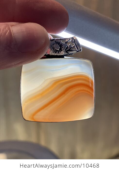 Orange and White Sardonyx Crystal Stone Pendant Charm - #WjfPPlQeOPE-6