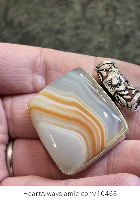 Orange and White Sardonyx Crystal Stone Pendant Charm - #WjfPPlQeOPE-3