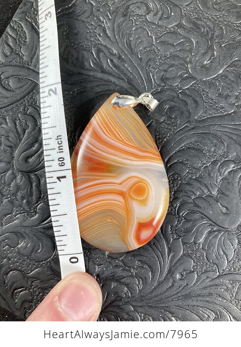Orange and White Striped Agate Stone Jewelry Pendant - #3Ealwjd5InI-6