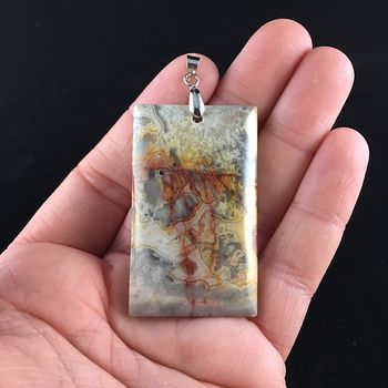Orange and Yellow Crazy Lace Mexican Agate Stone Jewelry Pendant #t3qYhAbwFSA