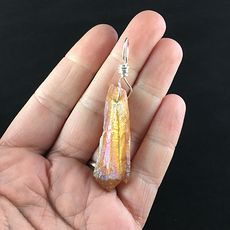 Orange Aurora Borealis Ab Crystal Agate Stone Pendant Necklace #DBPZ0d9nysQ