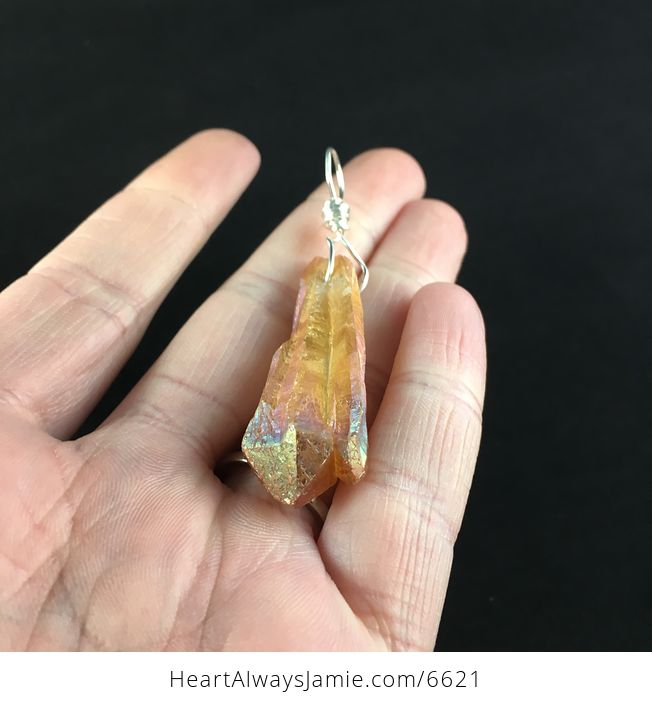 Orange Aurora Borealis Ab Crystal Agate Stone Pendant Necklace - #DBPZ0d9nysQ-2
