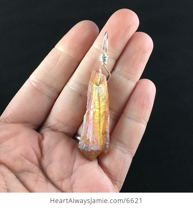 Orange Aurora Borealis Ab Crystal Agate Stone Pendant Necklace - #DBPZ0d9nysQ-1