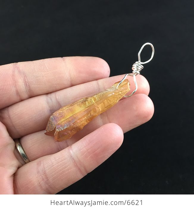 Orange Aurora Borealis Ab Crystal Agate Stone Pendant Necklace - #DBPZ0d9nysQ-3