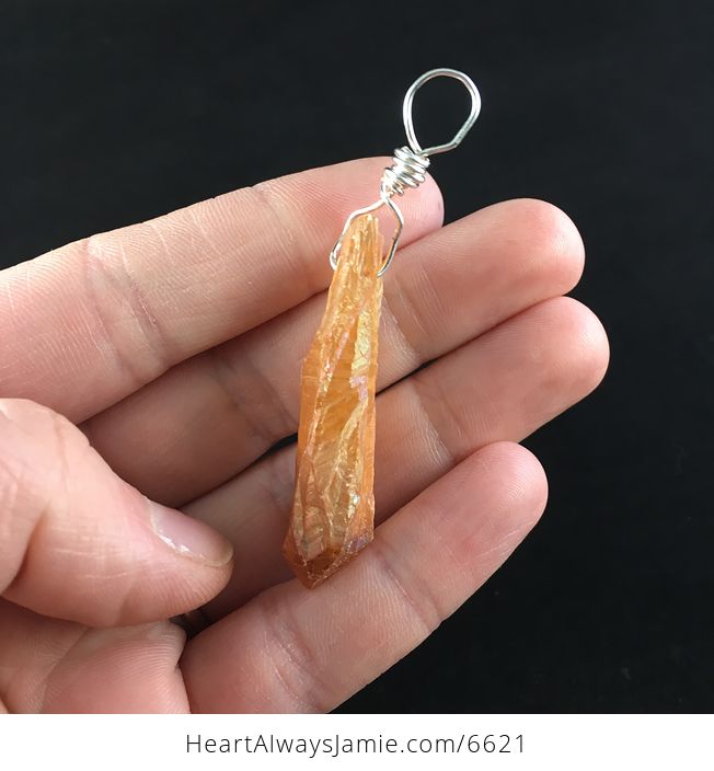 Orange Aurora Borealis Ab Crystal Agate Stone Pendant Necklace - #DBPZ0d9nysQ-4