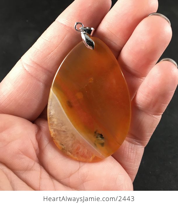 Orange Beautiful Druzy Agate Stone Pendant Necklace - #I9PanFO1gl8-2