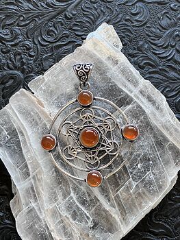 Orange Carnelian Metratrons Cube Sacred Geometry Stone Crystal Pendant Jewelry #Kiqtotp3RYk
