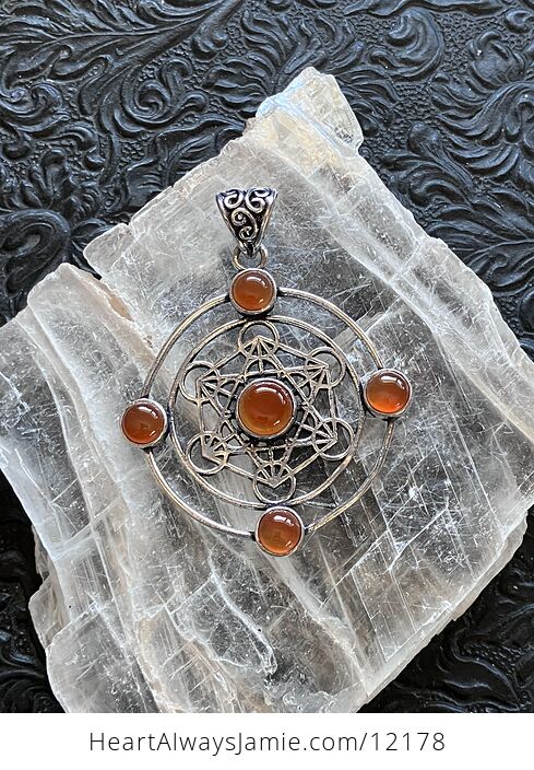 Orange Carnelian Metratrons Cube Sacred Geometry Stone Crystal Pendant Jewelry - #Kiqtotp3RYk-1