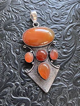 Orange Carnelian Stone Crystal Pendant Jewelry #FgG2F0039II