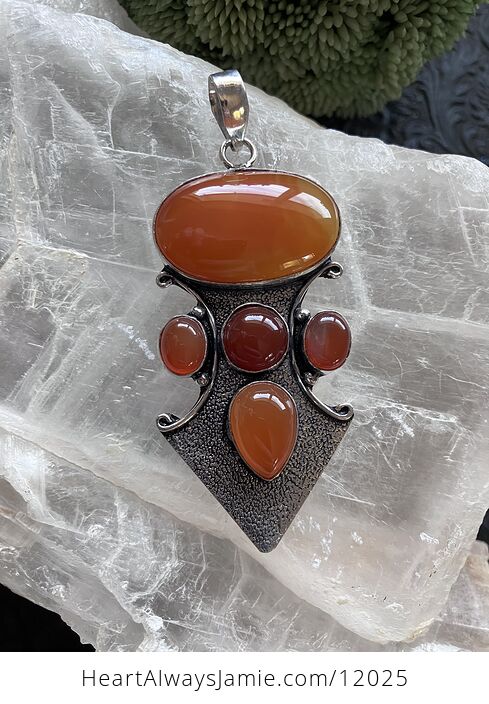 Orange Carnelian Stone Crystal Pendant Jewelry - #FgG2F0039II-4