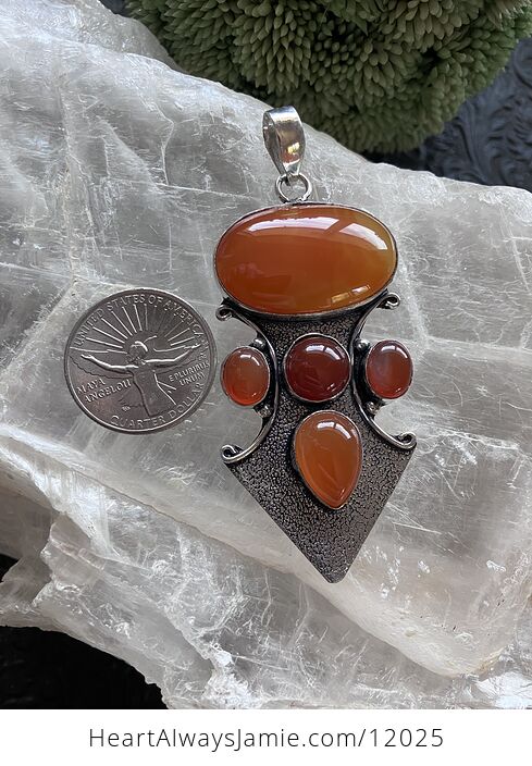 Orange Carnelian Stone Crystal Pendant Jewelry - #FgG2F0039II-5