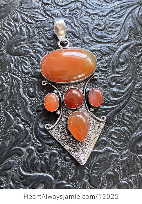 Orange Carnelian Stone Crystal Pendant Jewelry - #FgG2F0039II-1