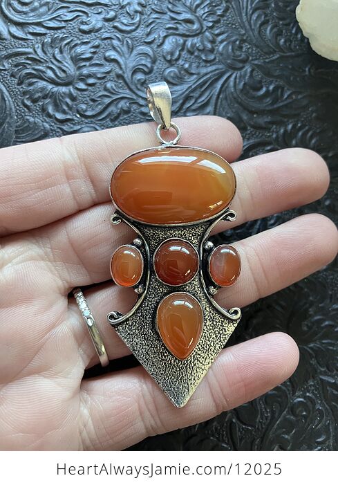 Orange Carnelian Stone Crystal Pendant Jewelry - #FgG2F0039II-2