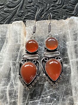Orange Carnelian Stone Jewelry Crystal Earrings #YqD0J81xsto