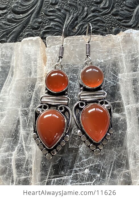 Orange Carnelian Stone Jewelry Crystal Earrings - #YqD0J81xsto-1