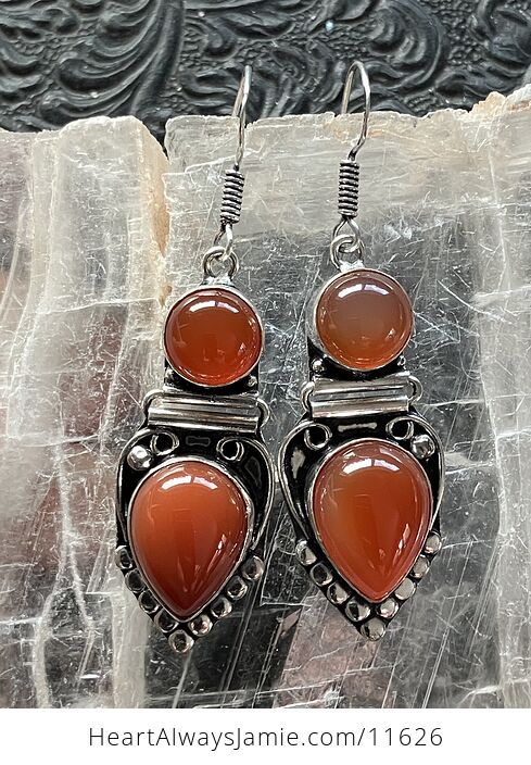 Orange Carnelian Stone Jewelry Crystal Earrings - #YqD0J81xsto-2