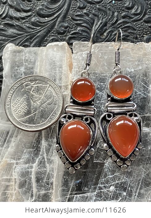Orange Carnelian Stone Jewelry Crystal Earrings - #YqD0J81xsto-4