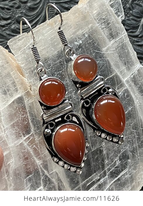 Orange Carnelian Stone Jewelry Crystal Earrings - #YqD0J81xsto-3
