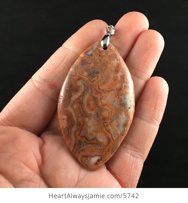 Orange Crazy Lace Agate Stone Jewelry Pendant - #wMHS7ycxYaM-1