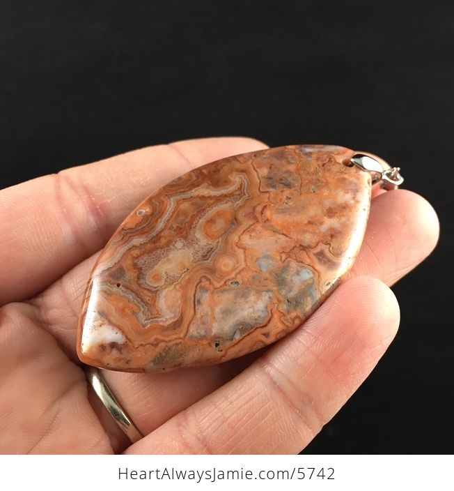 Orange Crazy Lace Agate Stone Jewelry Pendant - #wMHS7ycxYaM-3