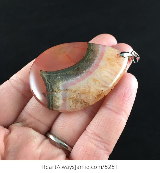 Orange Druzy Agate Stone Jewelry Pendant - #B0AMoyuFXWg-3