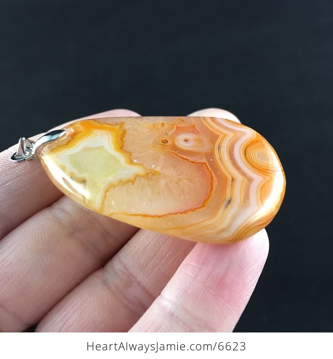 Orange Druzy Agate Stone Jewelry Pendant - #YIWD6g05gMQ-8