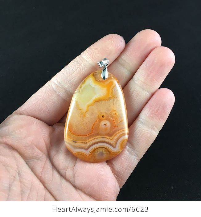 Orange Druzy Agate Stone Jewelry Pendant - #YIWD6g05gMQ-1