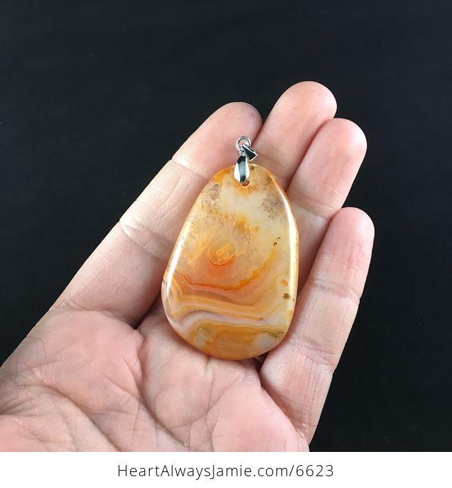 Orange Druzy Agate Stone Jewelry Pendant - #YIWD6g05gMQ-2