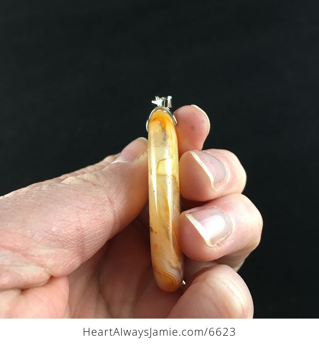 Orange Druzy Agate Stone Jewelry Pendant - #YIWD6g05gMQ-6