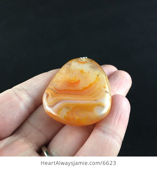 Orange Druzy Agate Stone Jewelry Pendant - #YIWD6g05gMQ-5
