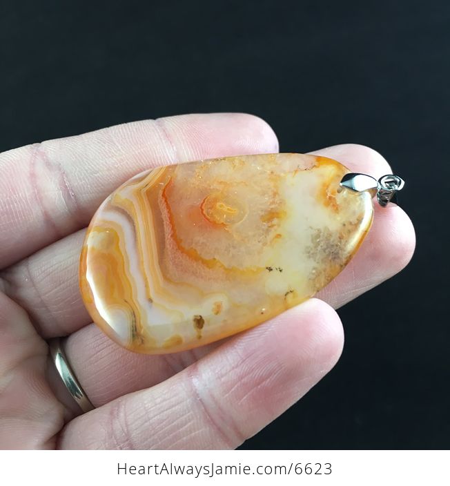 Orange Druzy Agate Stone Jewelry Pendant - #YIWD6g05gMQ-3
