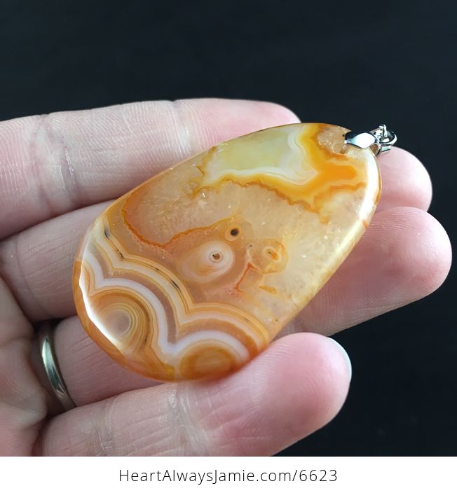 Orange Druzy Agate Stone Jewelry Pendant - #YIWD6g05gMQ-7