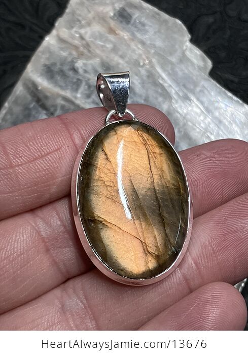 Orange Flash Labradorite Pendant Stone Crystal Jewelry - #qkhkVbzGqQ0-1