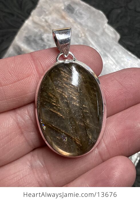 Orange Flash Labradorite Pendant Stone Crystal Jewelry - #qkhkVbzGqQ0-2