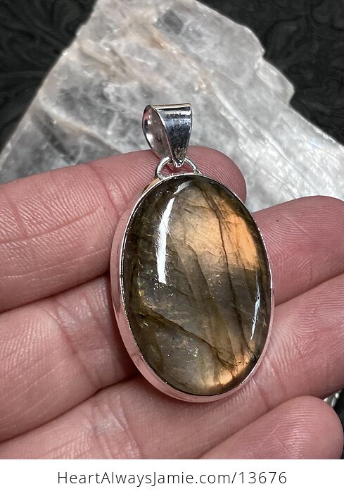 Orange Flash Labradorite Pendant Stone Crystal Jewelry - #qkhkVbzGqQ0-3