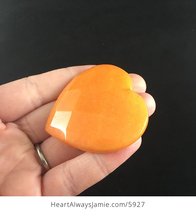 Orange Jade Stone Faceted Heart Shaped Cabochon - #H5NgKDznl3Q-7