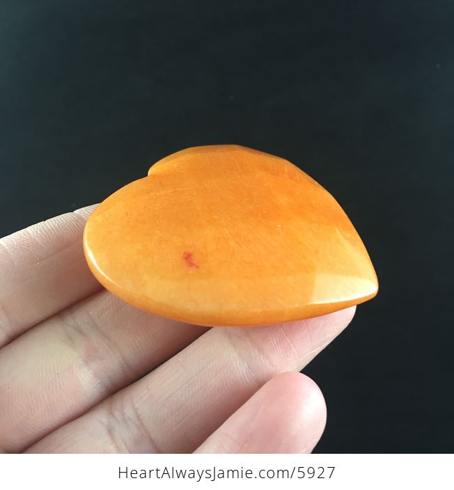 Orange Jade Stone Faceted Heart Shaped Cabochon - #H5NgKDznl3Q-4