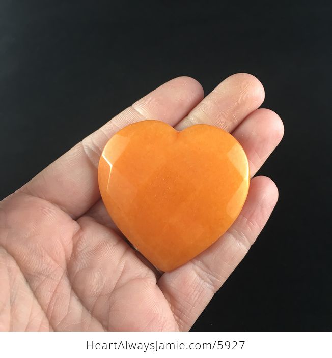 Orange Jade Stone Faceted Heart Shaped Cabochon - #H5NgKDznl3Q-6