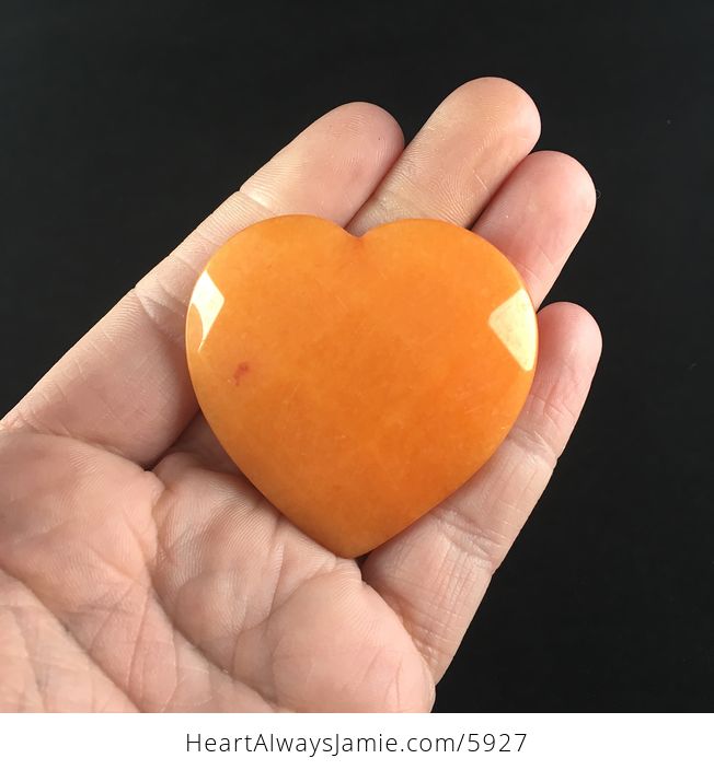 Orange Jade Stone Faceted Heart Shaped Cabochon - #H5NgKDznl3Q-1
