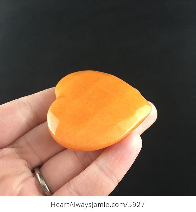 Orange Jade Stone Faceted Heart Shaped Cabochon - #H5NgKDznl3Q-8