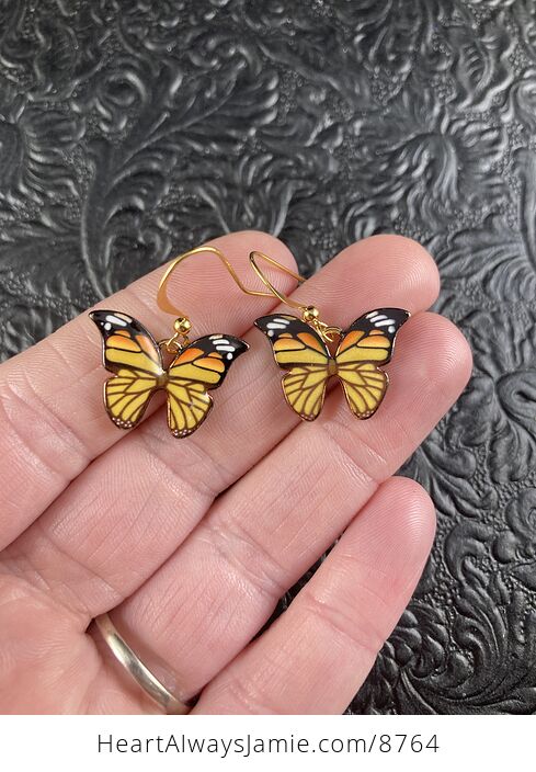 Orange Monarch Butterfly Earrings - #iyX2SrRPRjw-1