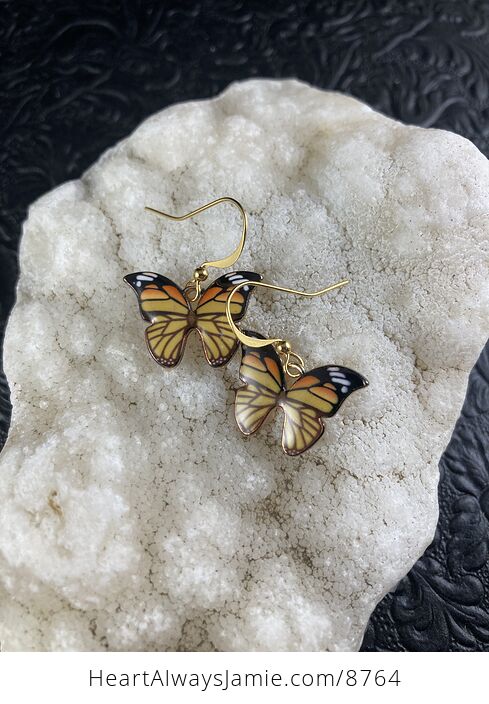 Orange Monarch Butterfly Earrings - #iyX2SrRPRjw-2