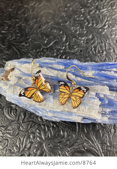Orange Monarch Butterfly Earrings - #iyX2SrRPRjw-3