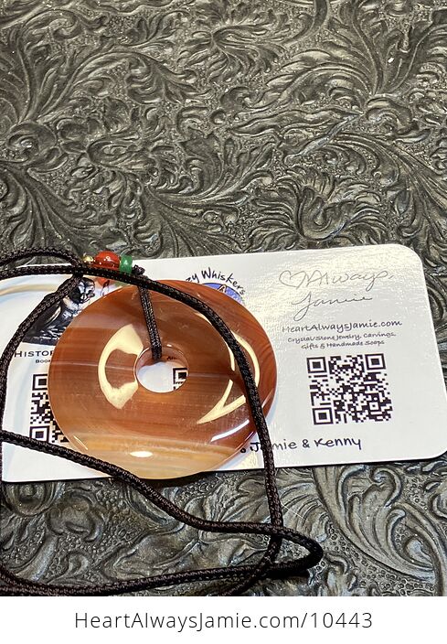 Orange Sardonyx Crystal Pie Stone Donut Pendant Necklace - #JALDI89TJI0-2