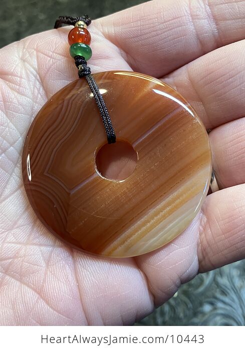 Orange Sardonyx Crystal Pie Stone Donut Pendant Necklace - #JALDI89TJI0-5
